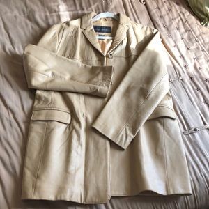 Banana Republic Tan leather car coat sz L